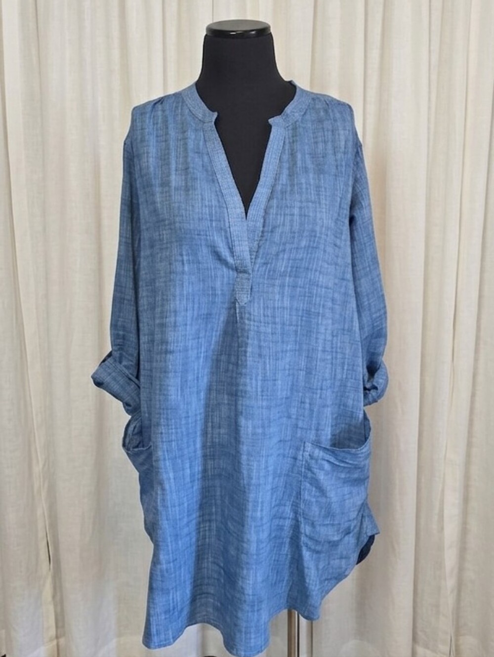 Seafolly Boyfriend Beach Shirt, crafted from a light blue cotton fabric